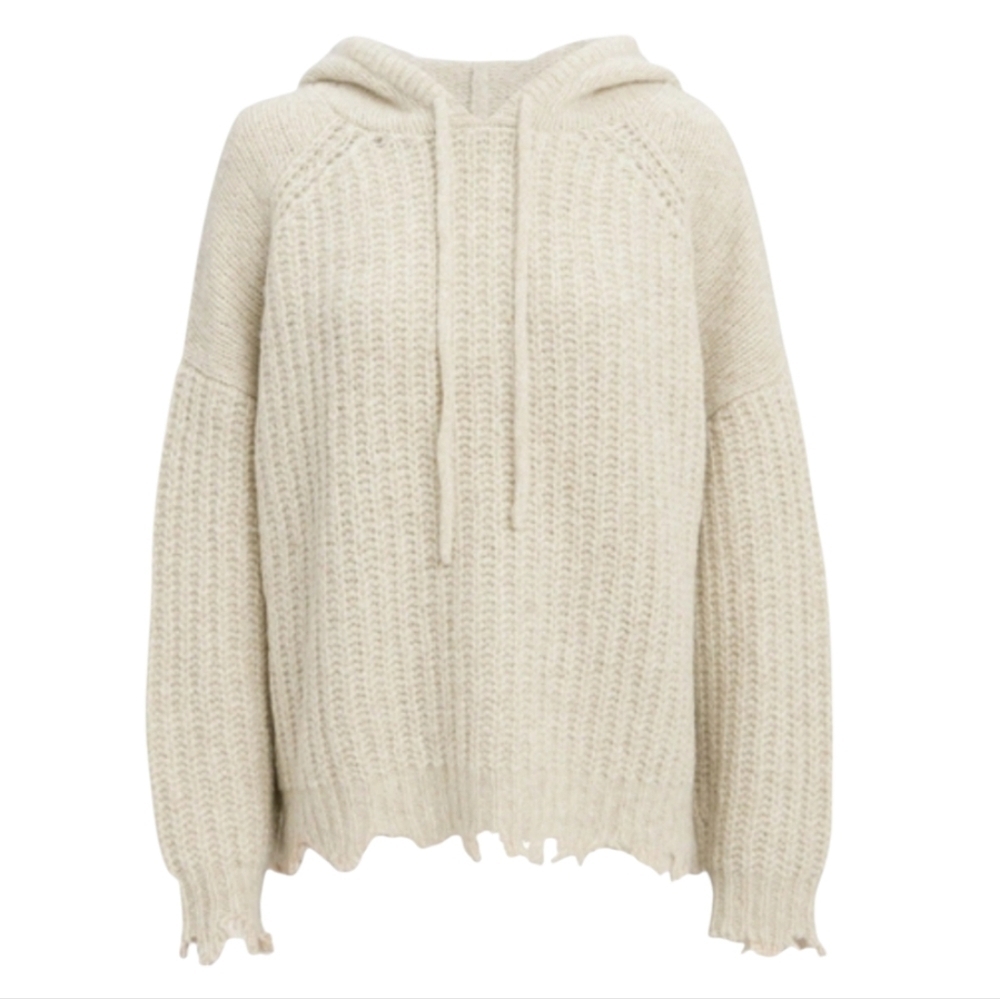 IRO Mildred Beige wool alpaca yak wool Knit Hoodie Pullover Oversized Sweater Ho